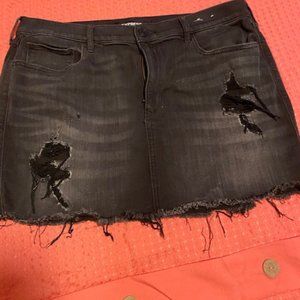 Distressed Black Jean Skirt from Express